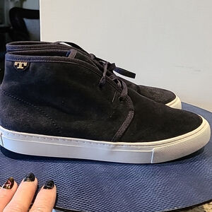 Tory Burch blue suede "Iggy" high top shoes sz. 7.5.(#1279). Excellent condition